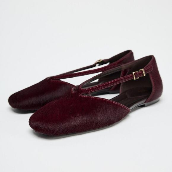 ZARA Double Strap Leather Ballet Flats NWT - Picture 15 of 16